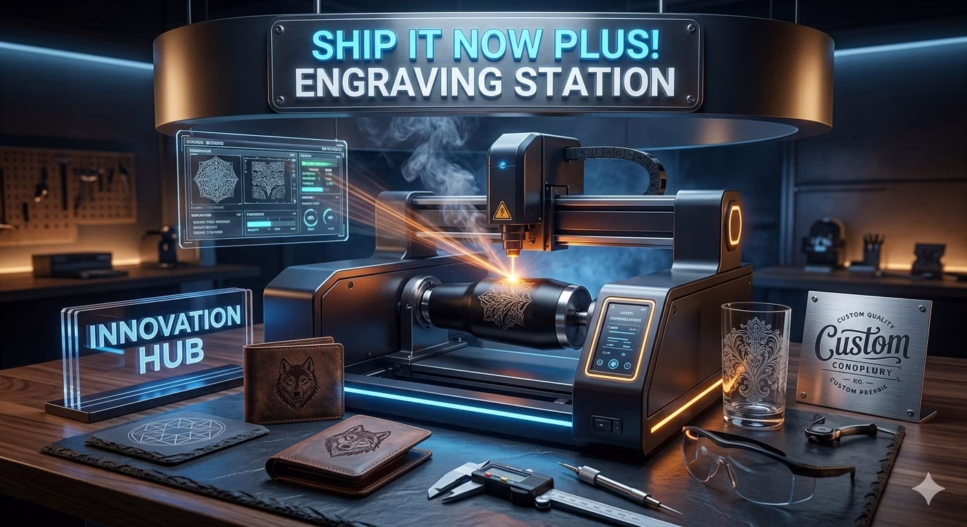 Laser engraving services at Ship It Now PLUS!